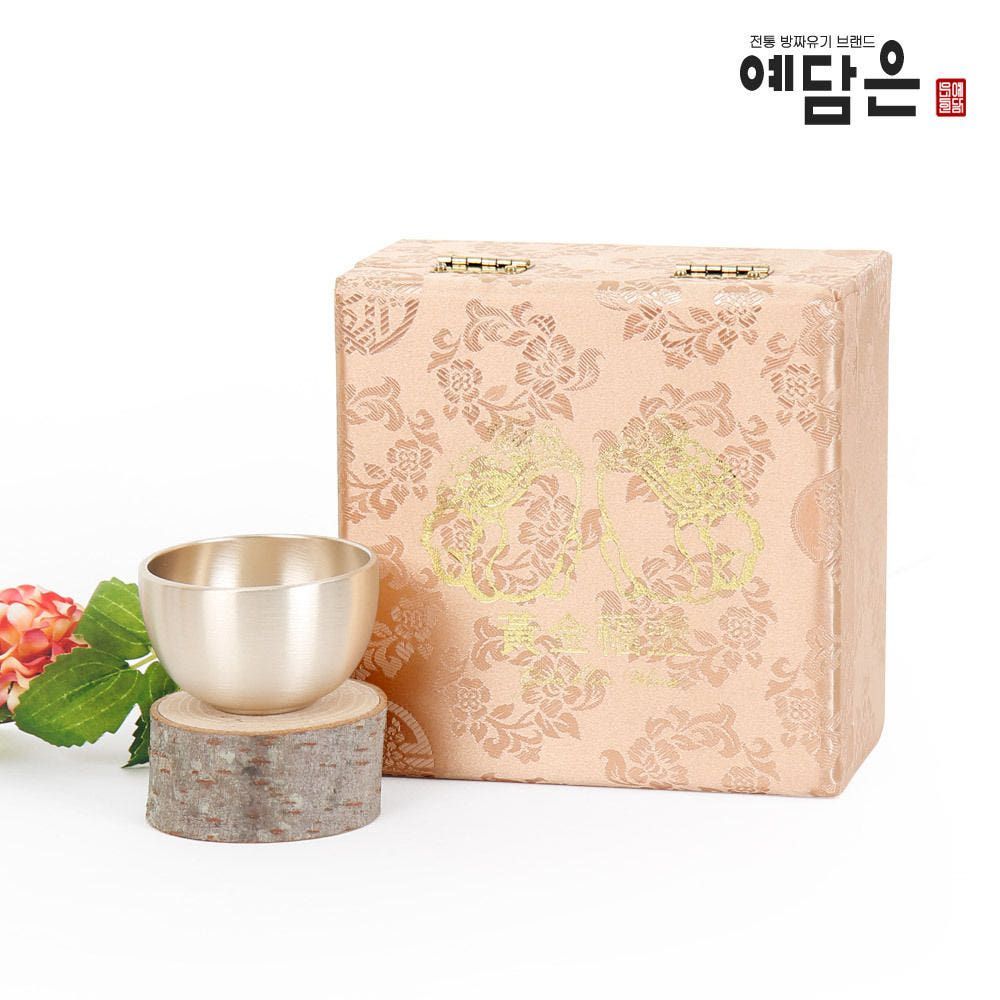 YEDAMUN Premium Bangjja Bronze Golden Cup - Handmade Traditional Korean Brass Cup with Gift Case _ Made in KOREA